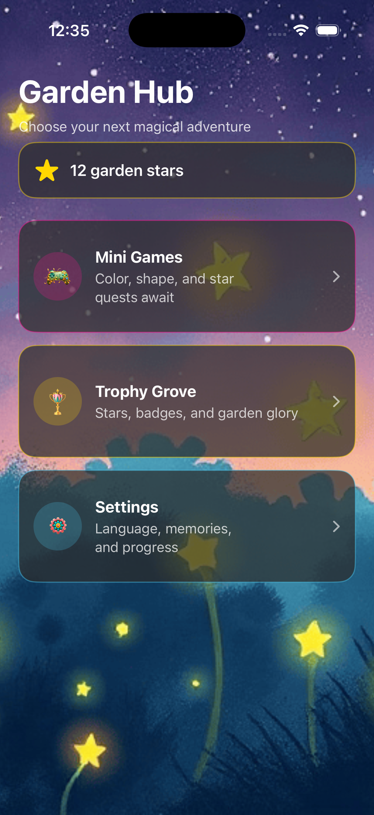Garden Hub home screen